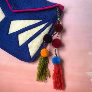 Tassel PomPom Braided Multi Strand Triple Pom Pom Yarn Mexican Charm